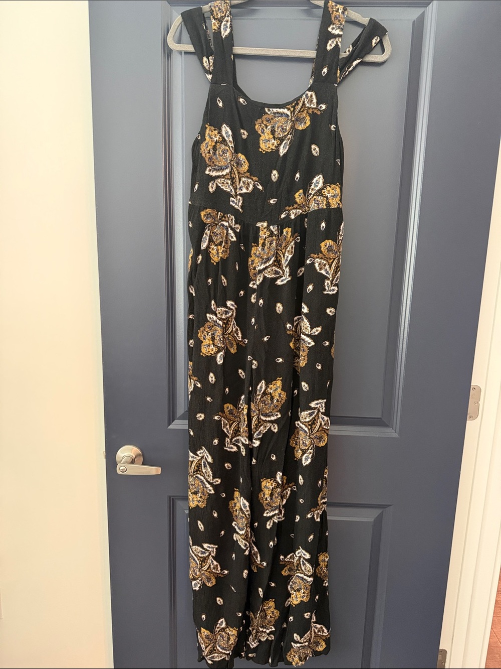 FREE PEOPLE black floral jumpsuit